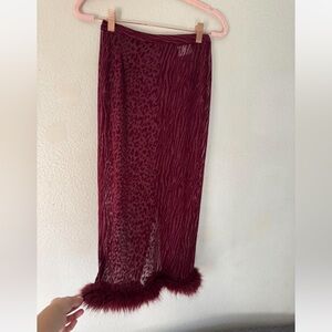 Elegant Burgundy Animal Print Skirt